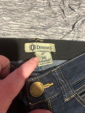 Democracy Women's Dark Blue Skinny Jeans with Contrast Gold Stitching